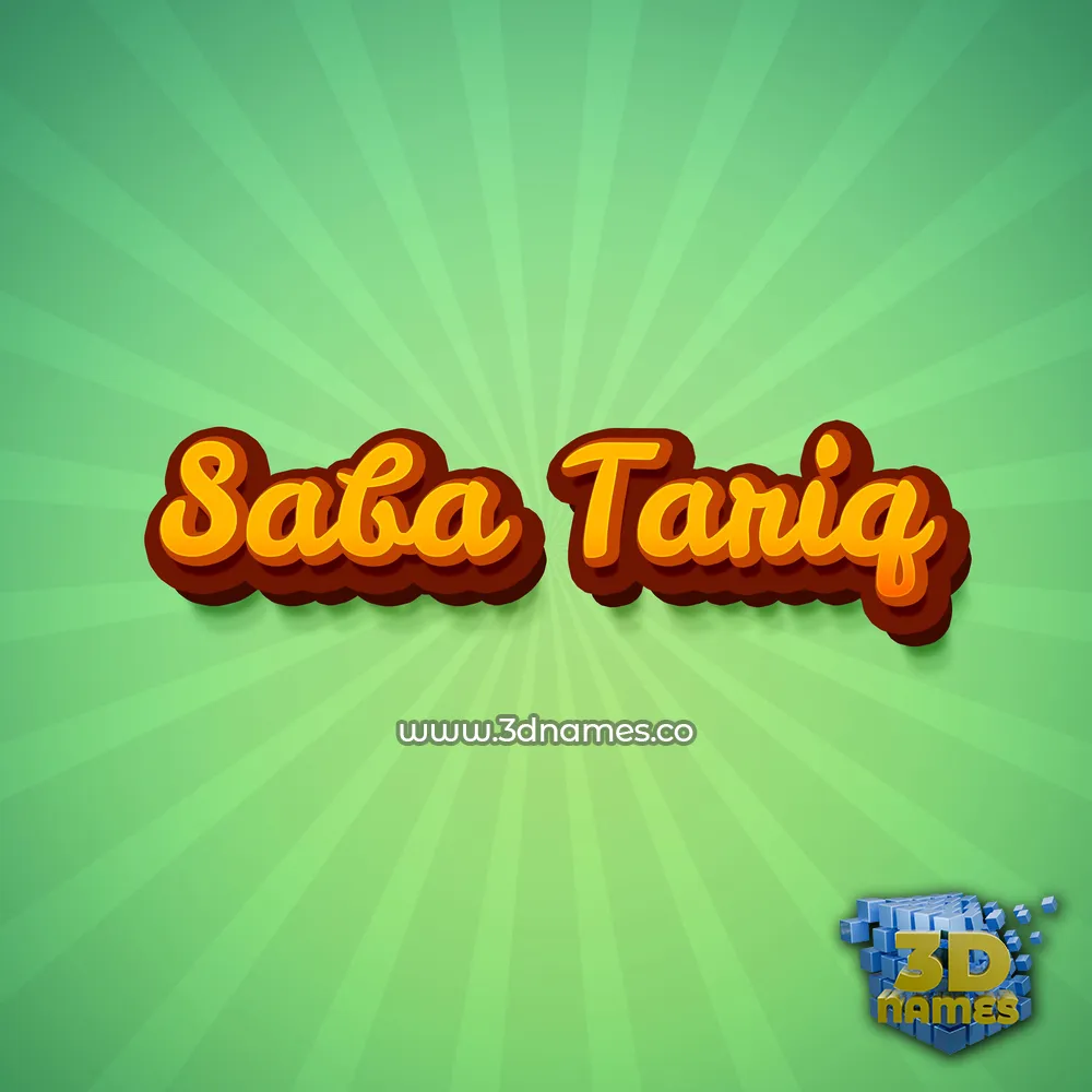 saba tariq in Green Rays style - 3D name wallpaper