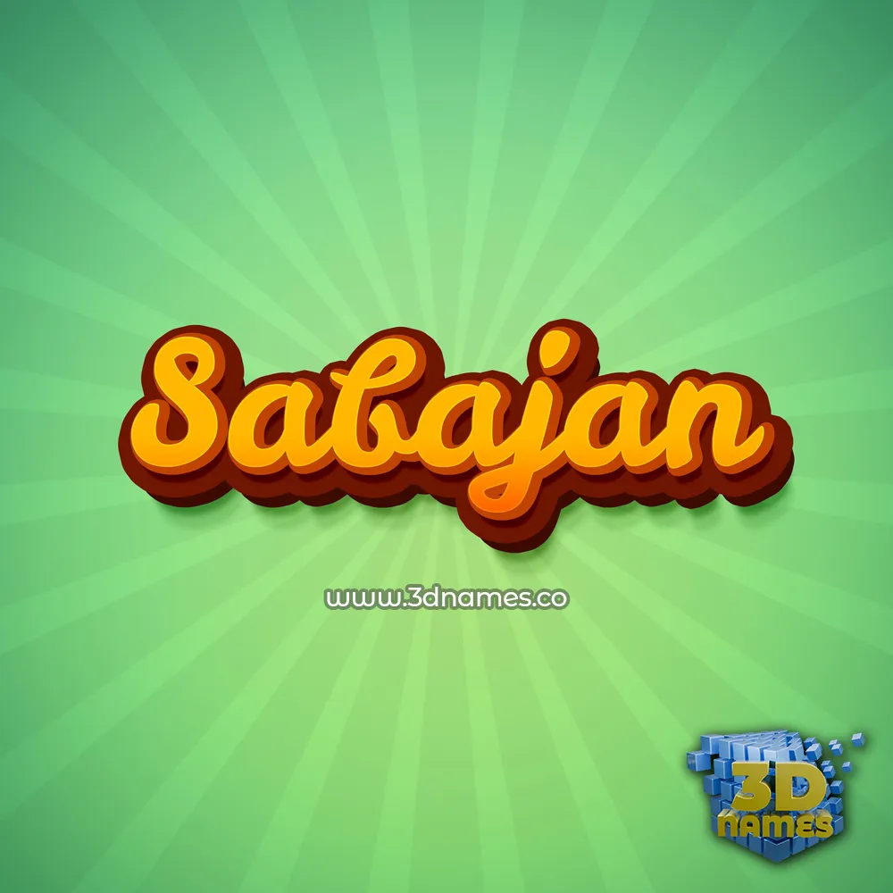 sabajan in Green Rays style - 3D name wallpaper
