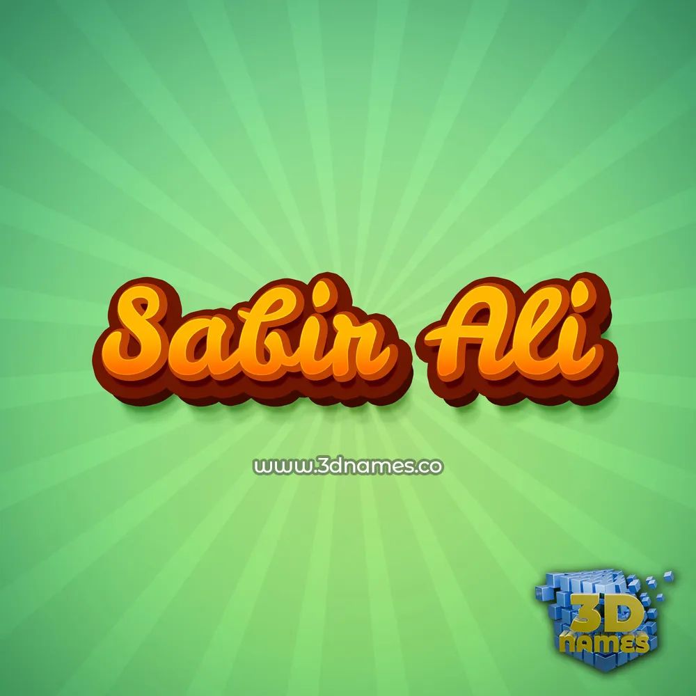 sabir ali in Green Rays style - 3D name wallpaper