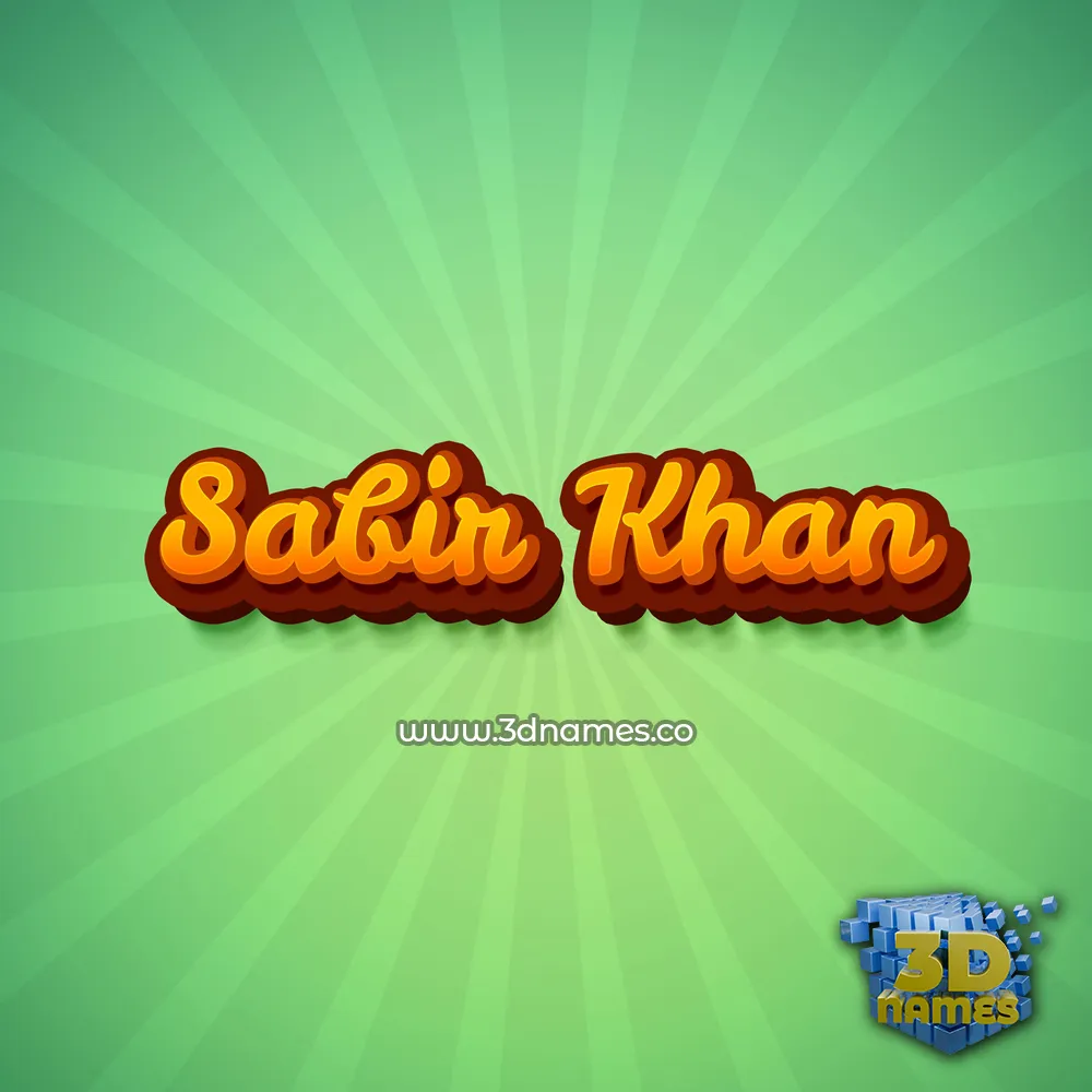 sabir khan in Green Rays style - 3D name wallpaper