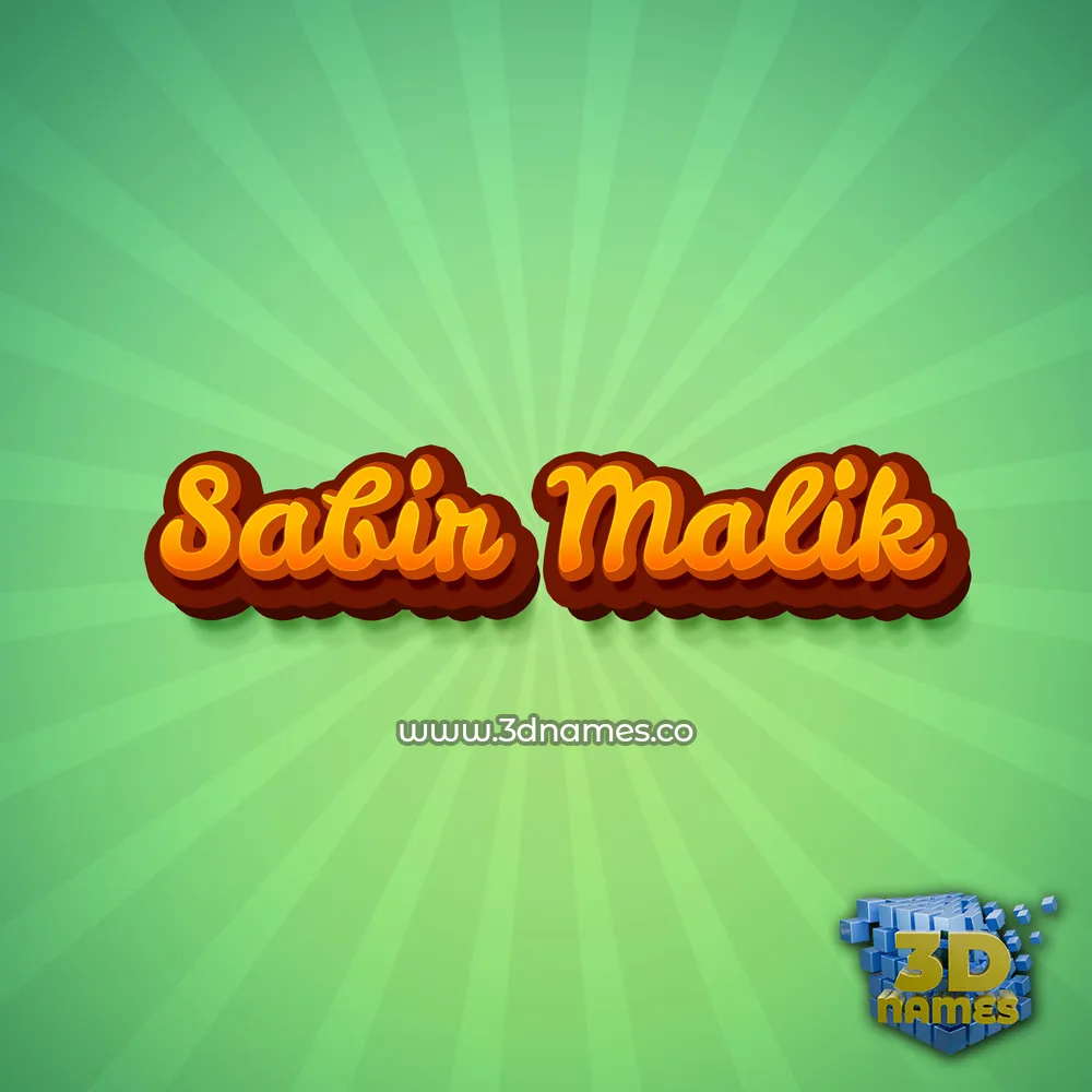 sabir malik in Green Rays style - 3D name wallpaper