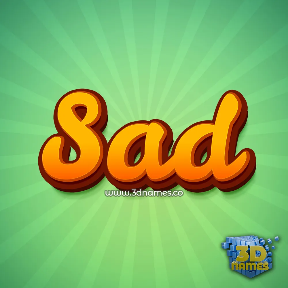 sad in Green Rays style - 3D name wallpaper