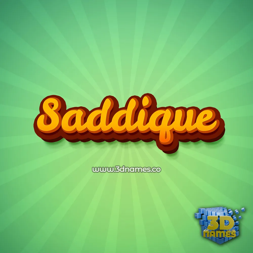 saddique in Green Rays style - 3D name wallpaper