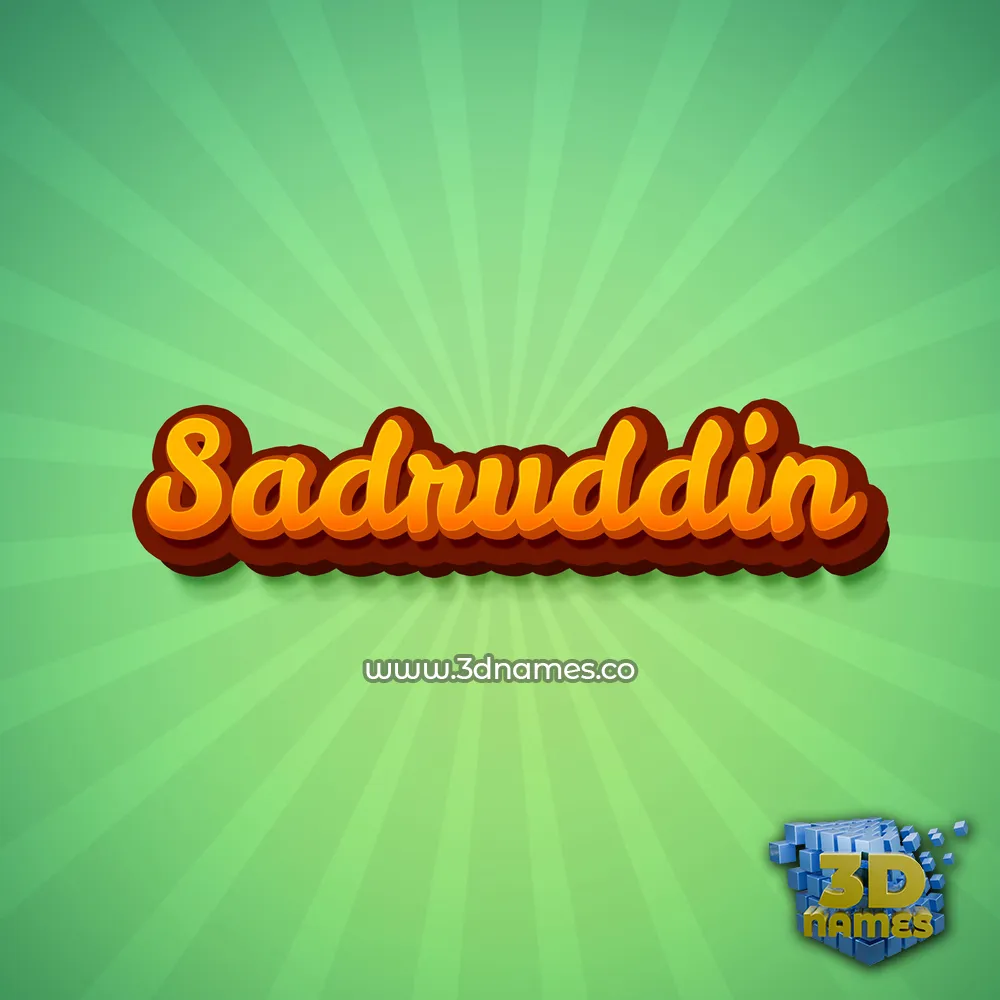 sadruddin in Green Rays style - 3D name wallpaper