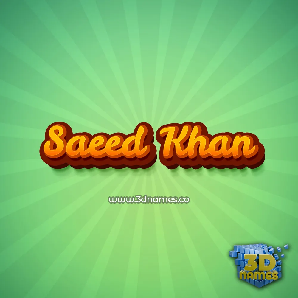 saeed khan in Green Rays style - 3D name wallpaper