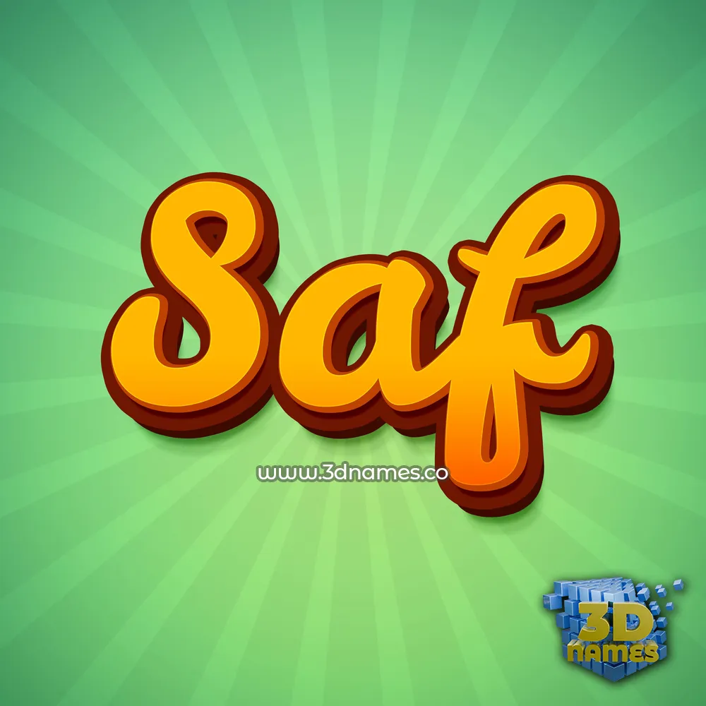 saf in Green Rays style - 3D name wallpaper