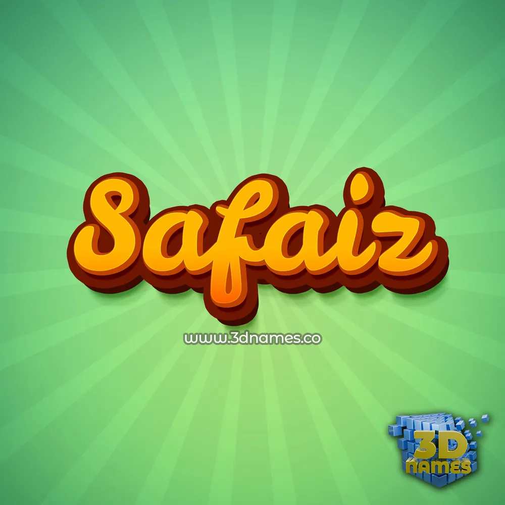 safaiz in Green Rays style - 3D name wallpaper