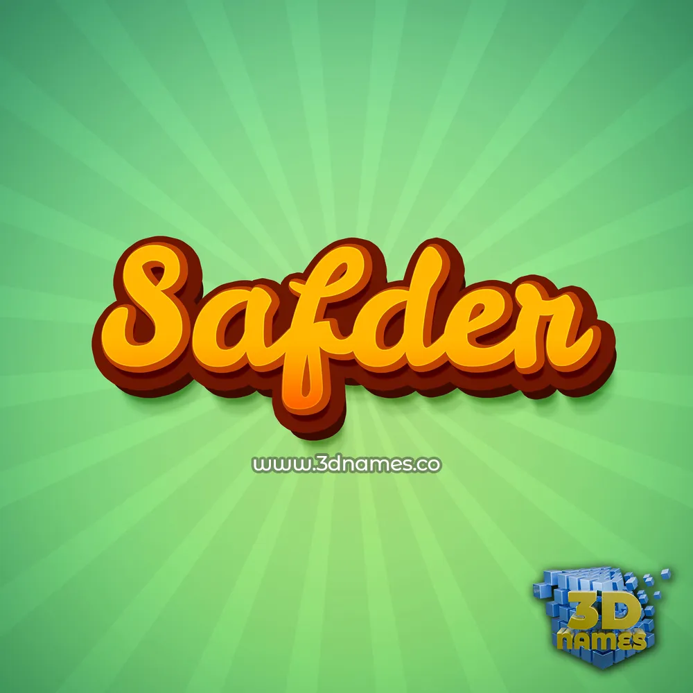 safder in Green Rays style - 3D name wallpaper
