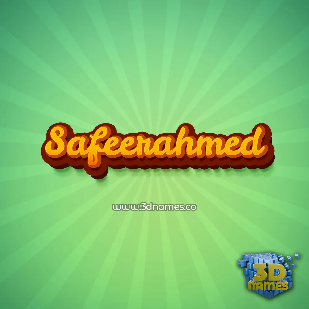 safeerahmed in Green Rays style - 3D name wallpaper