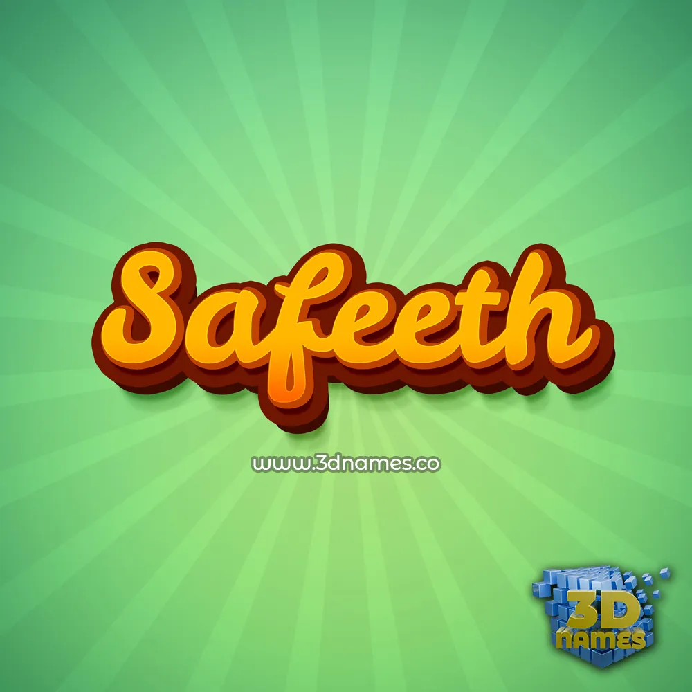 safeeth in Green Rays style - 3D name wallpaper