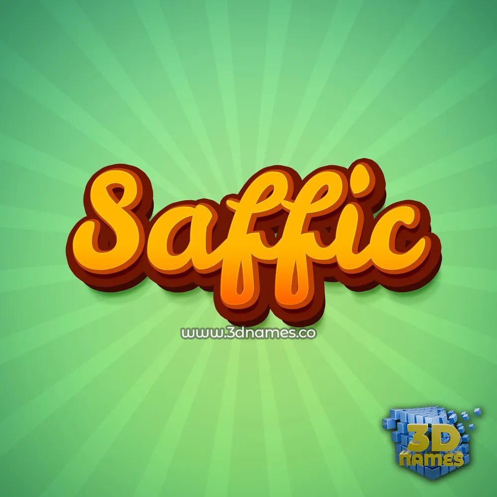 saffic in Green Rays style - 3D name wallpaper