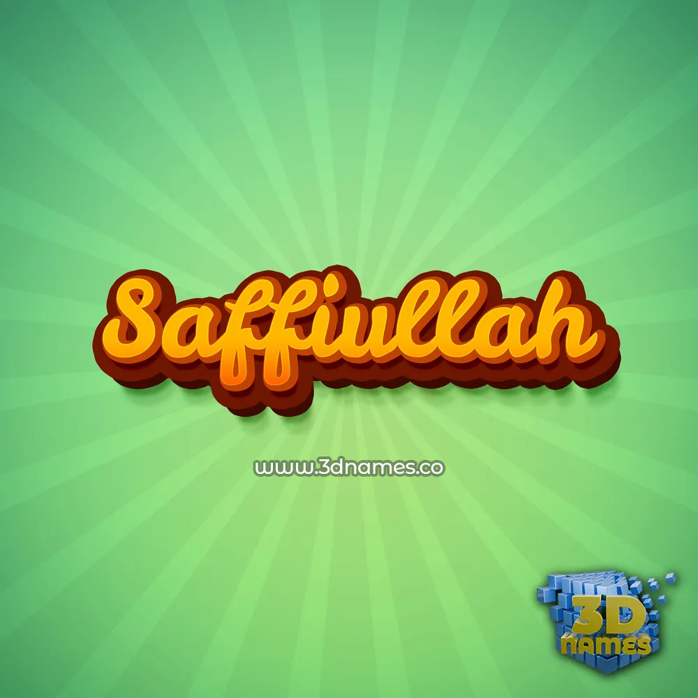 saffiullah in Green Rays style - 3D name wallpaper