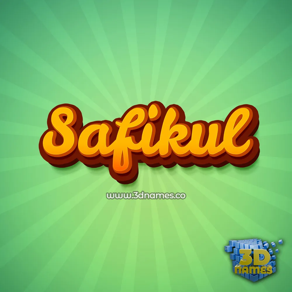 safikul in Green Rays style - 3D name wallpaper