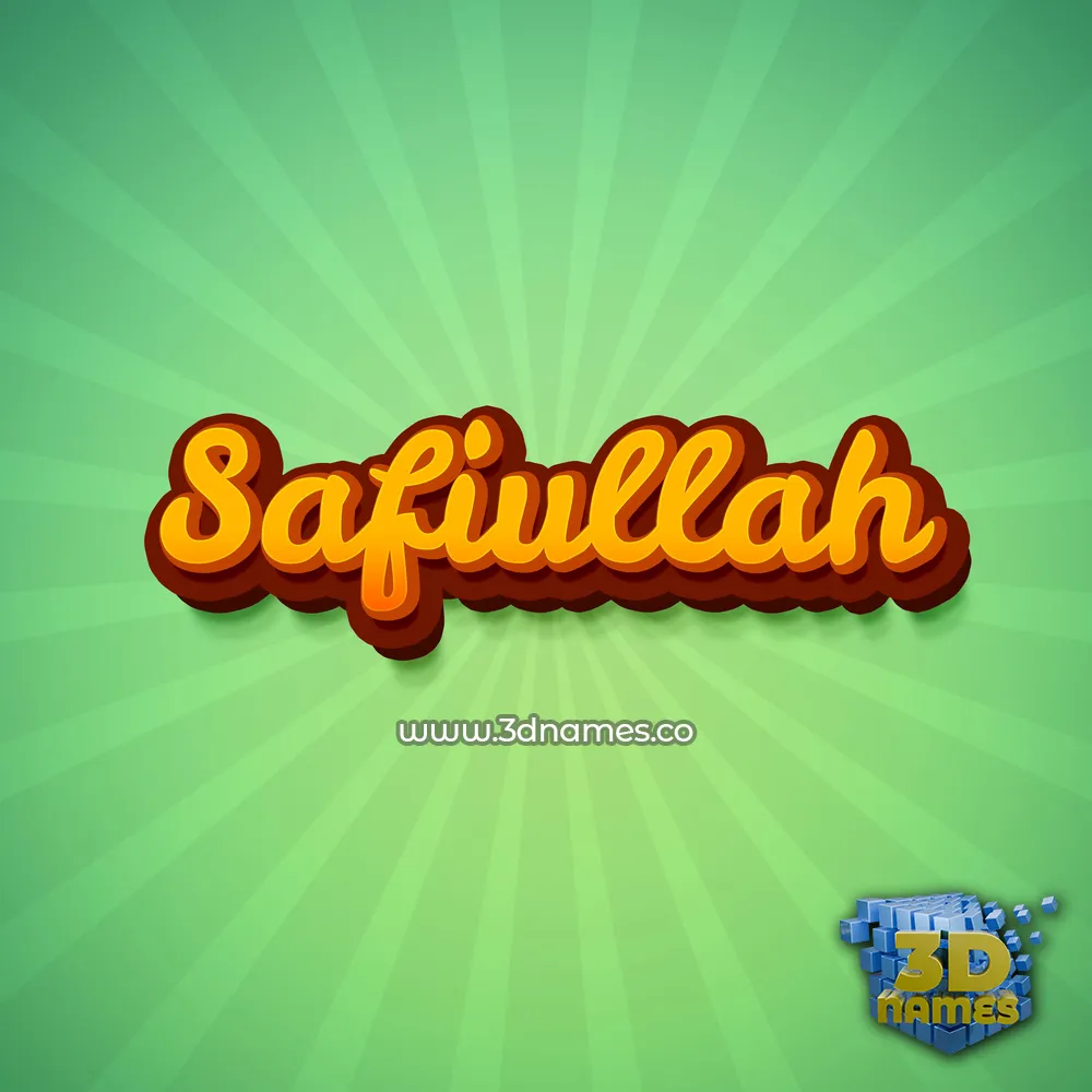 safiullah in Green Rays style - 3D name wallpaper