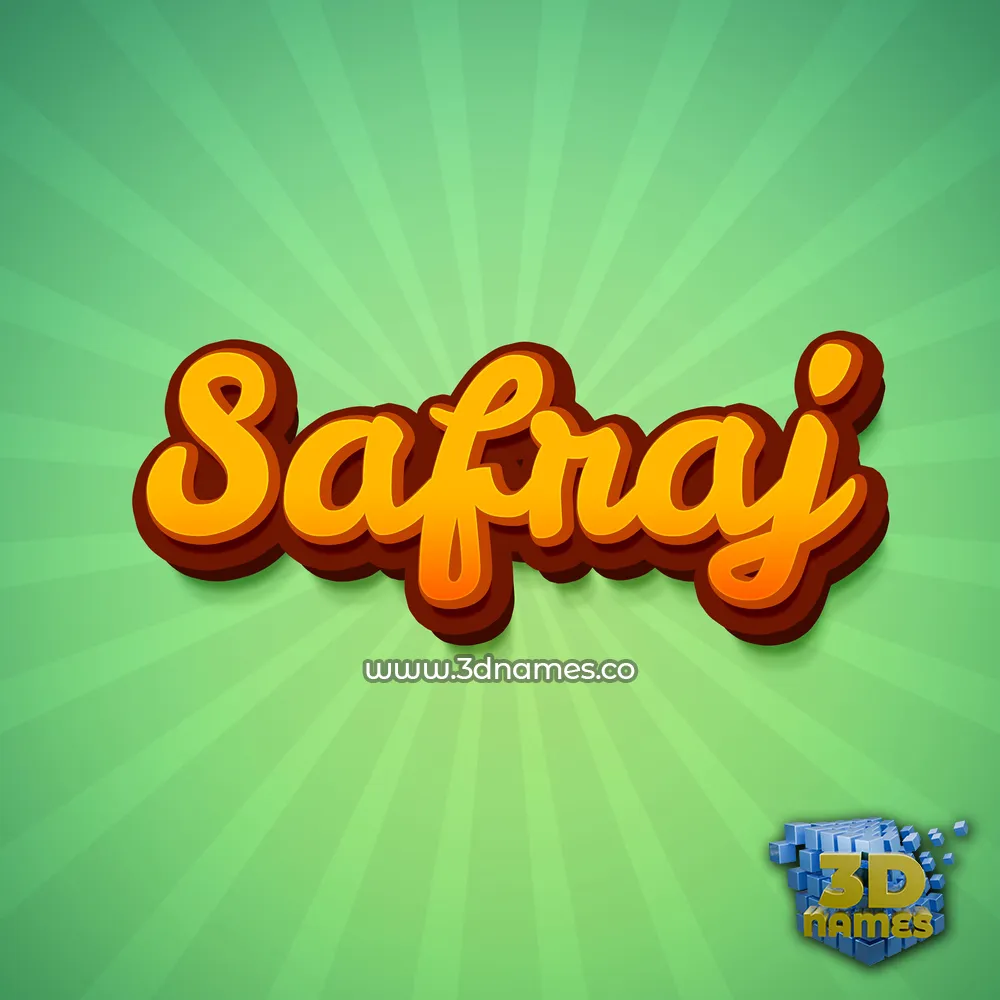safraj in Green Rays style - 3D name wallpaper