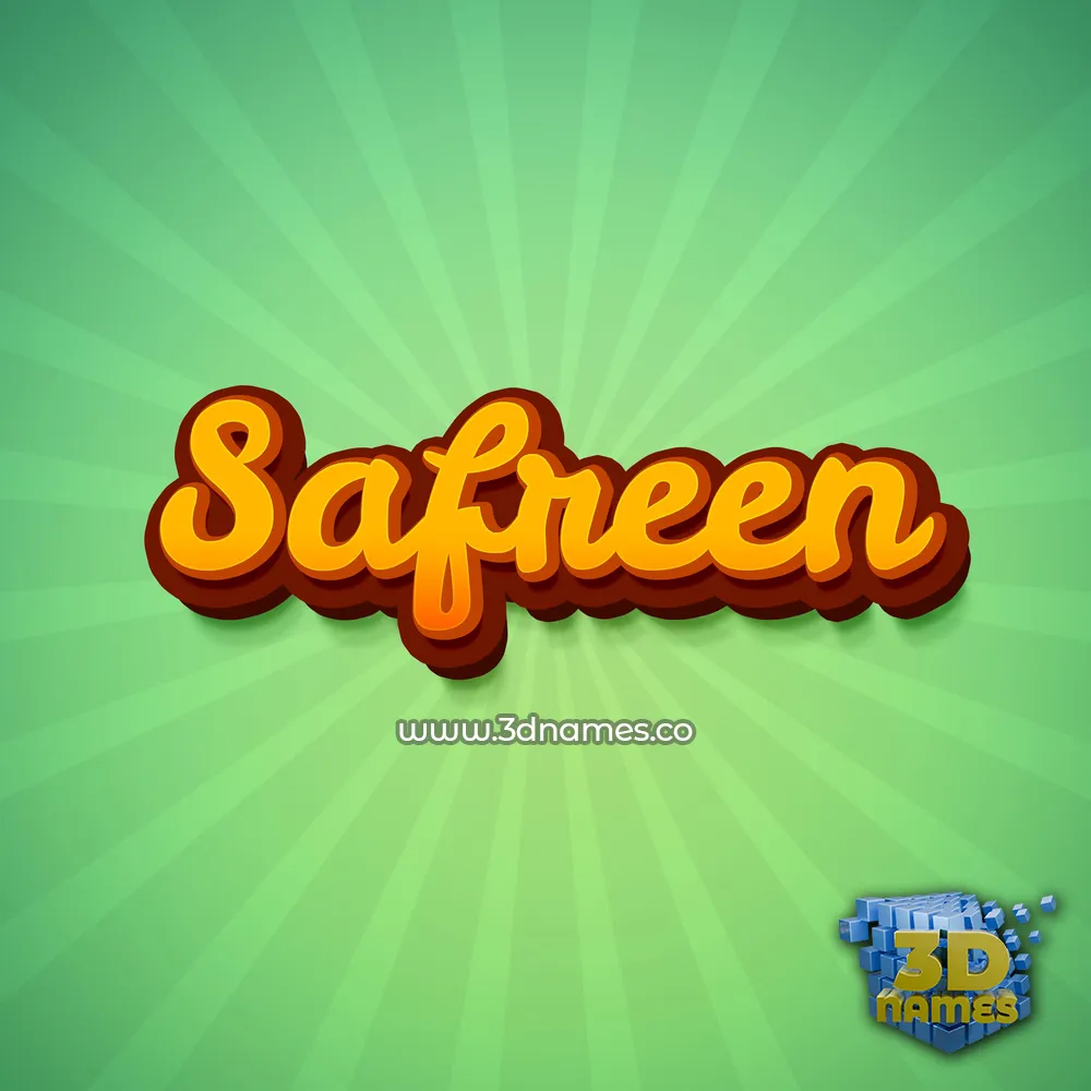 safreen in Green Rays style - 3D name wallpaper