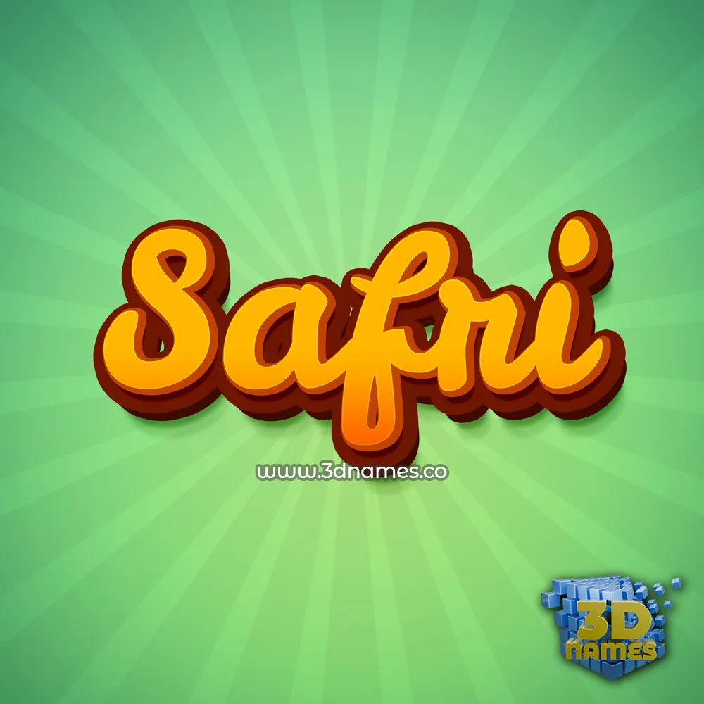 safri in Green Rays style - 3D name wallpaper