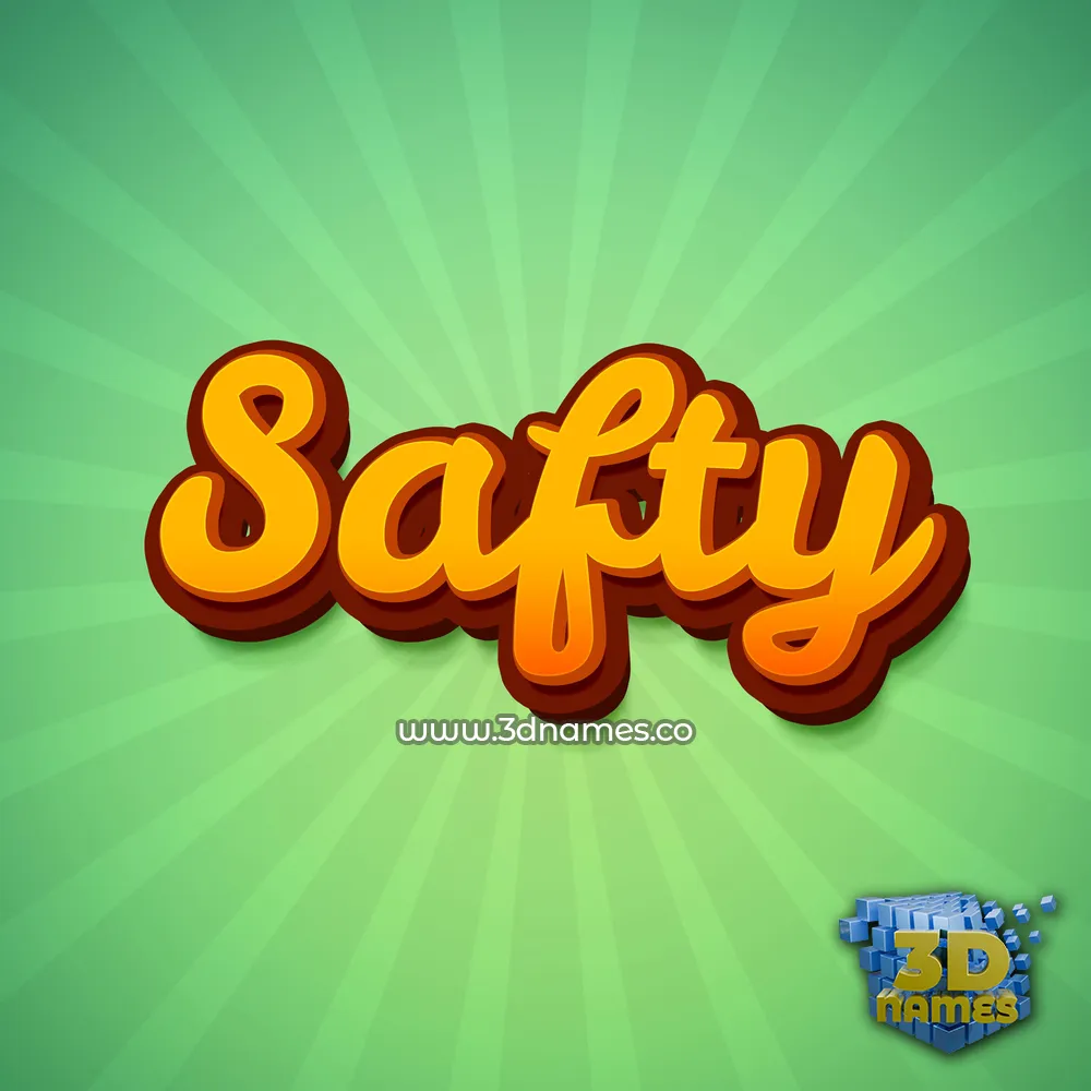 safty in Green Rays style - 3D name wallpaper