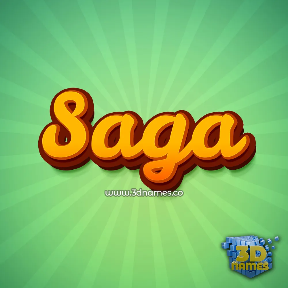 saga in Green Rays style - 3D name wallpaper
