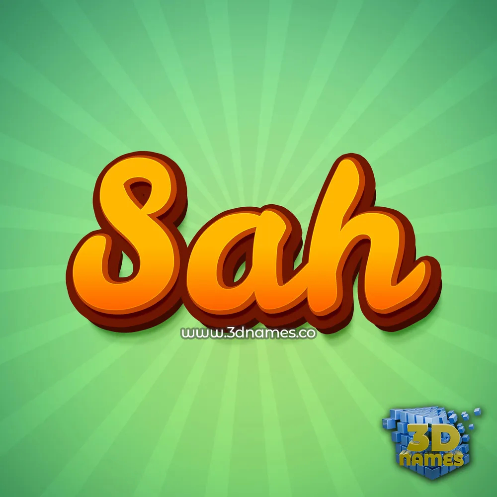 sah in Green Rays style - 3D name wallpaper