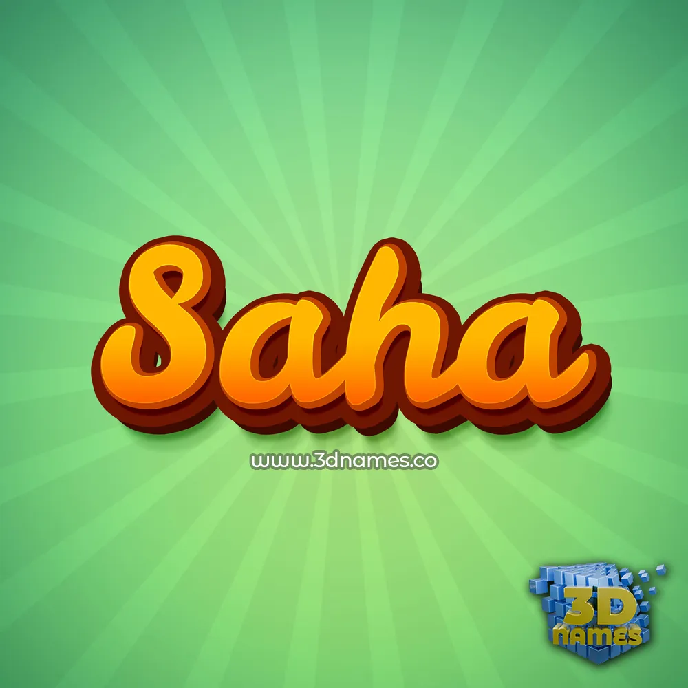 saha in Green Rays style - 3D name wallpaper