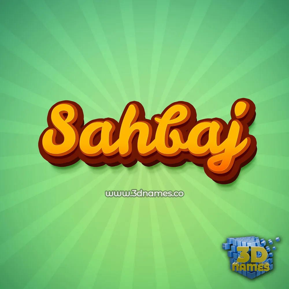 sahbaj in Green Rays style - 3D name wallpaper