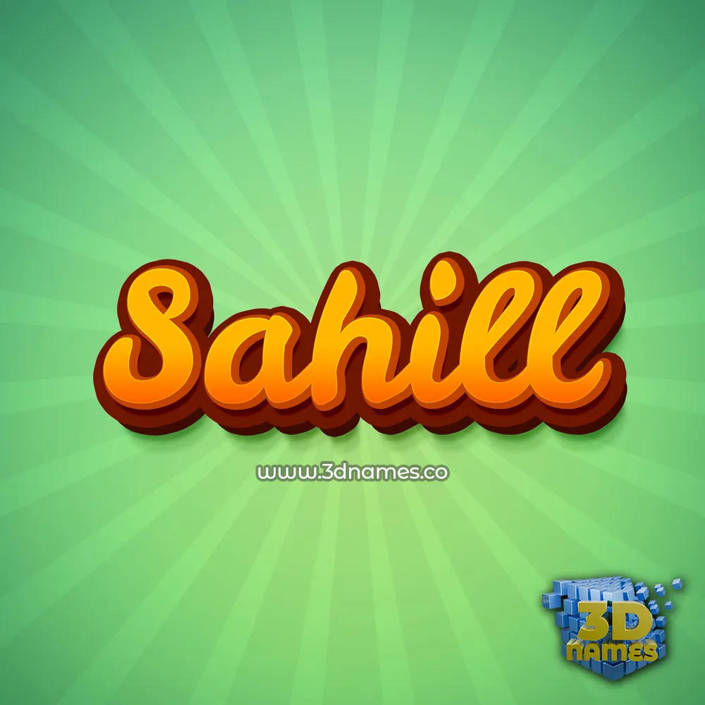 sahill in Green Rays style - 3D name wallpaper