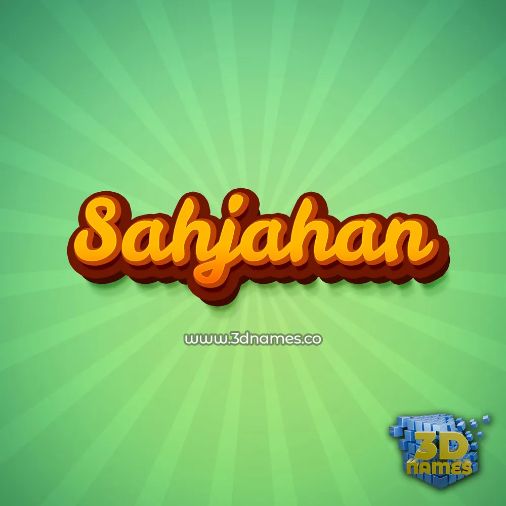 sahjahan in Green Rays style - 3D name wallpaper