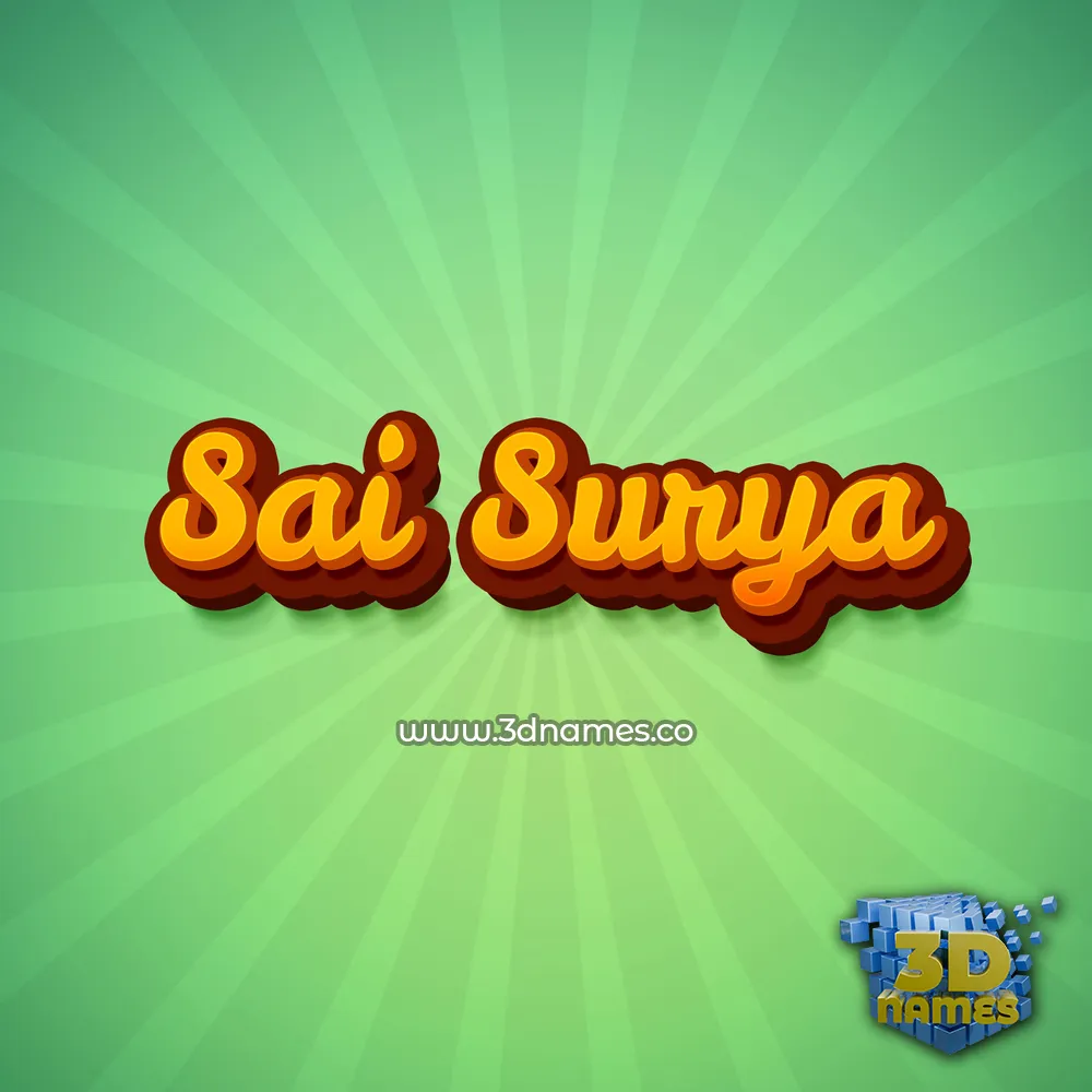 sai surya in Green Rays style - 3D name wallpaper