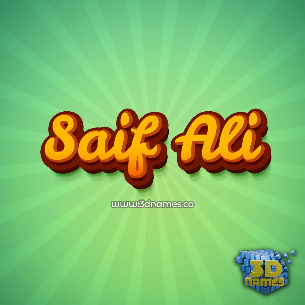 saif ali in Green Rays style - 3D name wallpaper