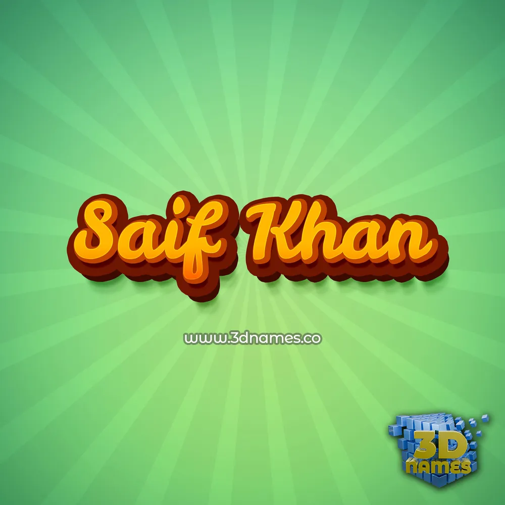 saif khan in Green Rays style - 3D name wallpaper