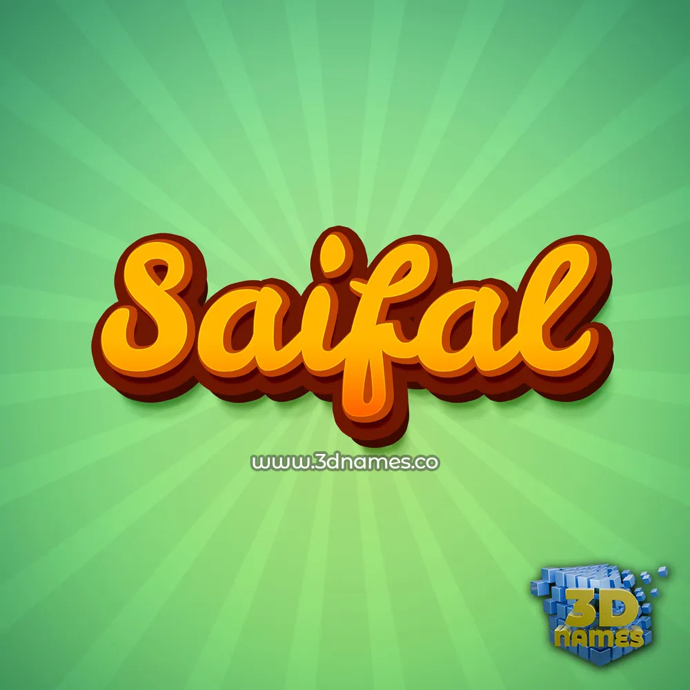 saifal in Green Rays style - 3D name wallpaper