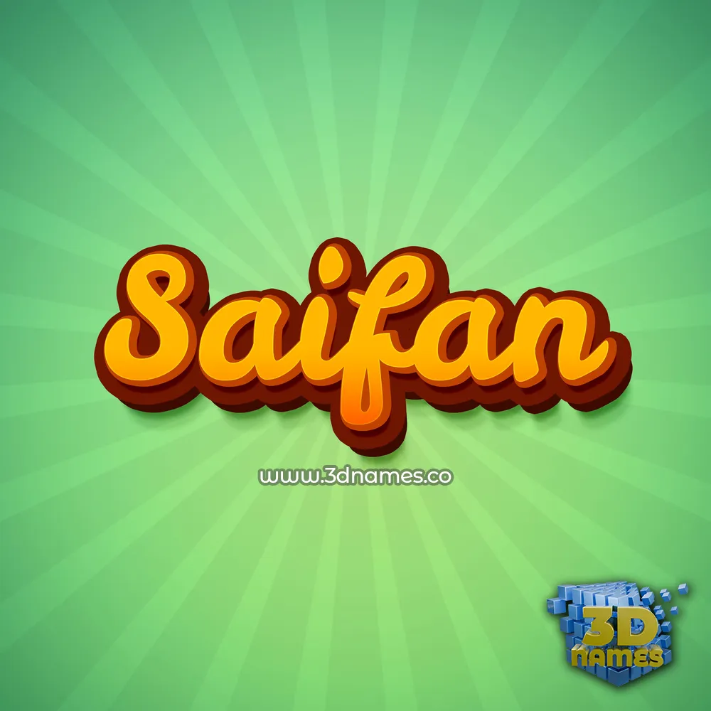 saifan in Green Rays style - 3D name wallpaper