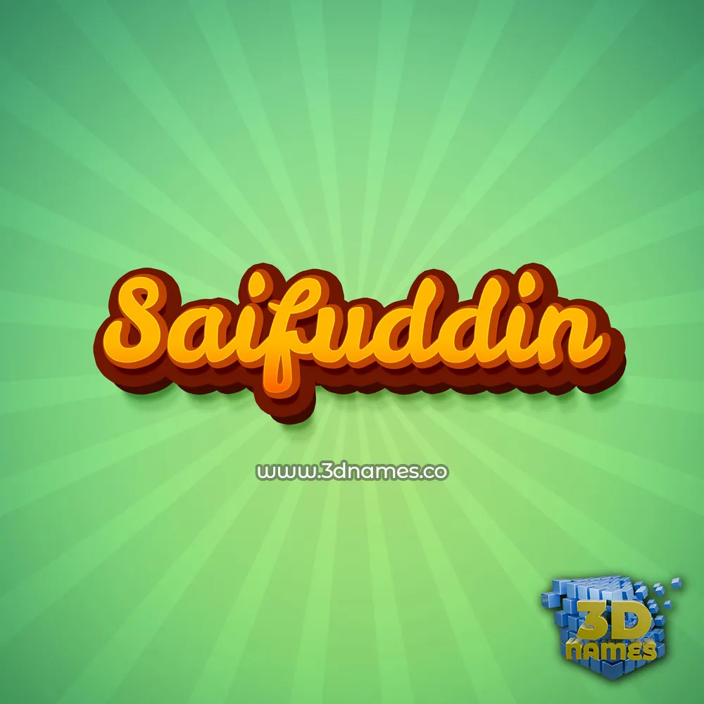 saifuddin in Green Rays style - 3D name wallpaper