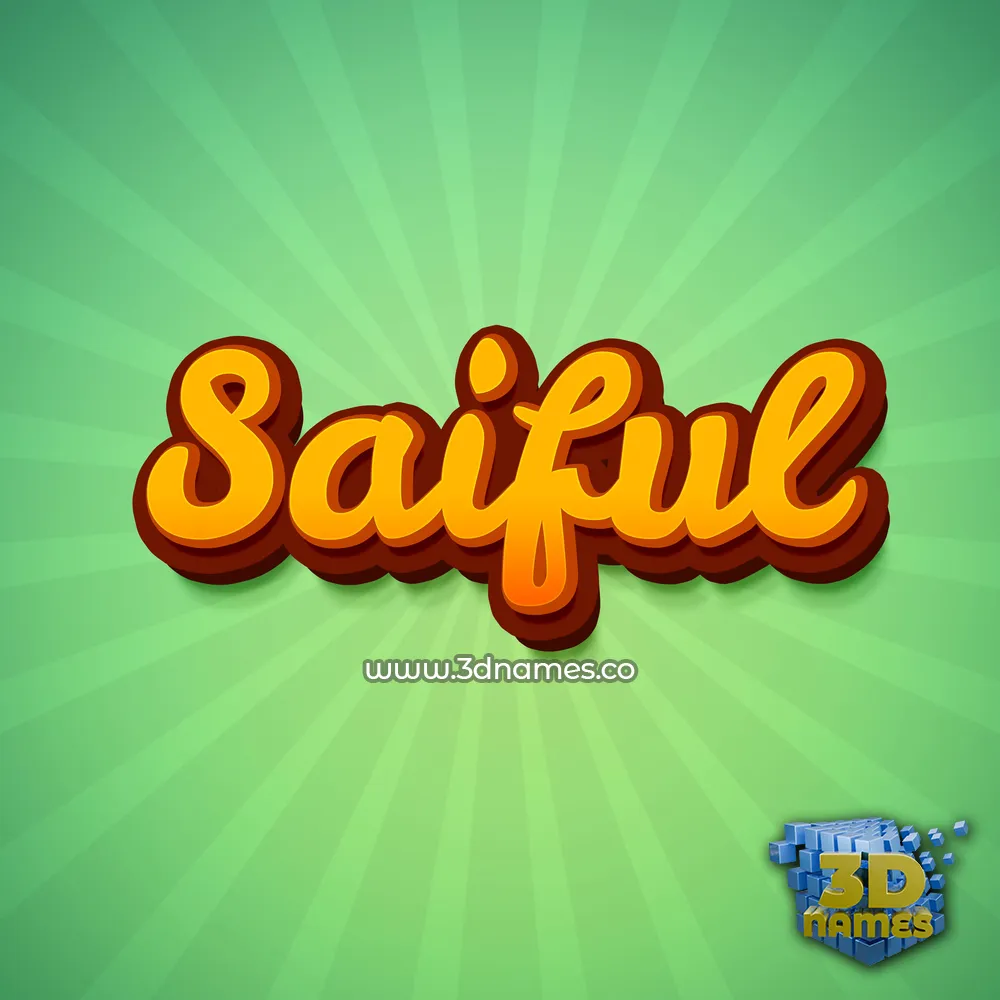 saiful in Green Rays style - 3D name wallpaper