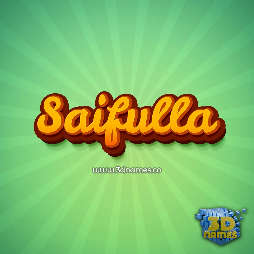 saifulla in Green Rays style - 3D name wallpaper