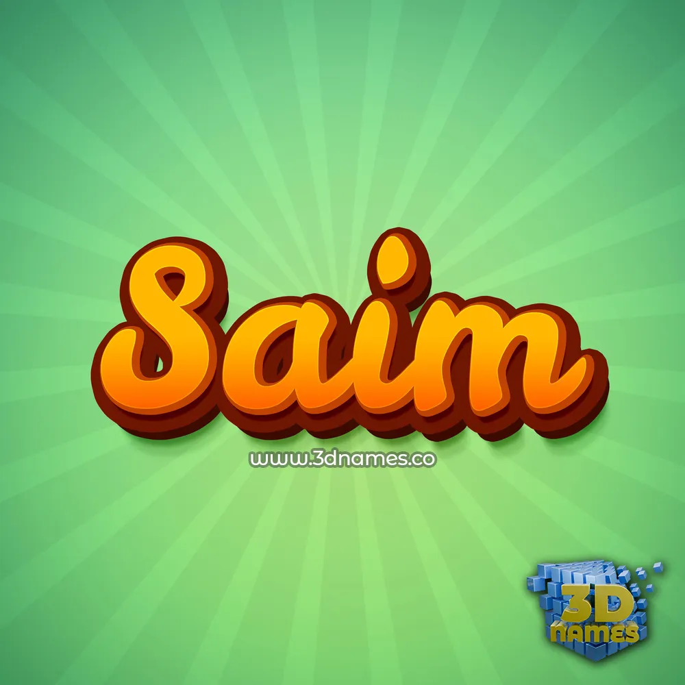 saim in Green Rays style - 3D name wallpaper