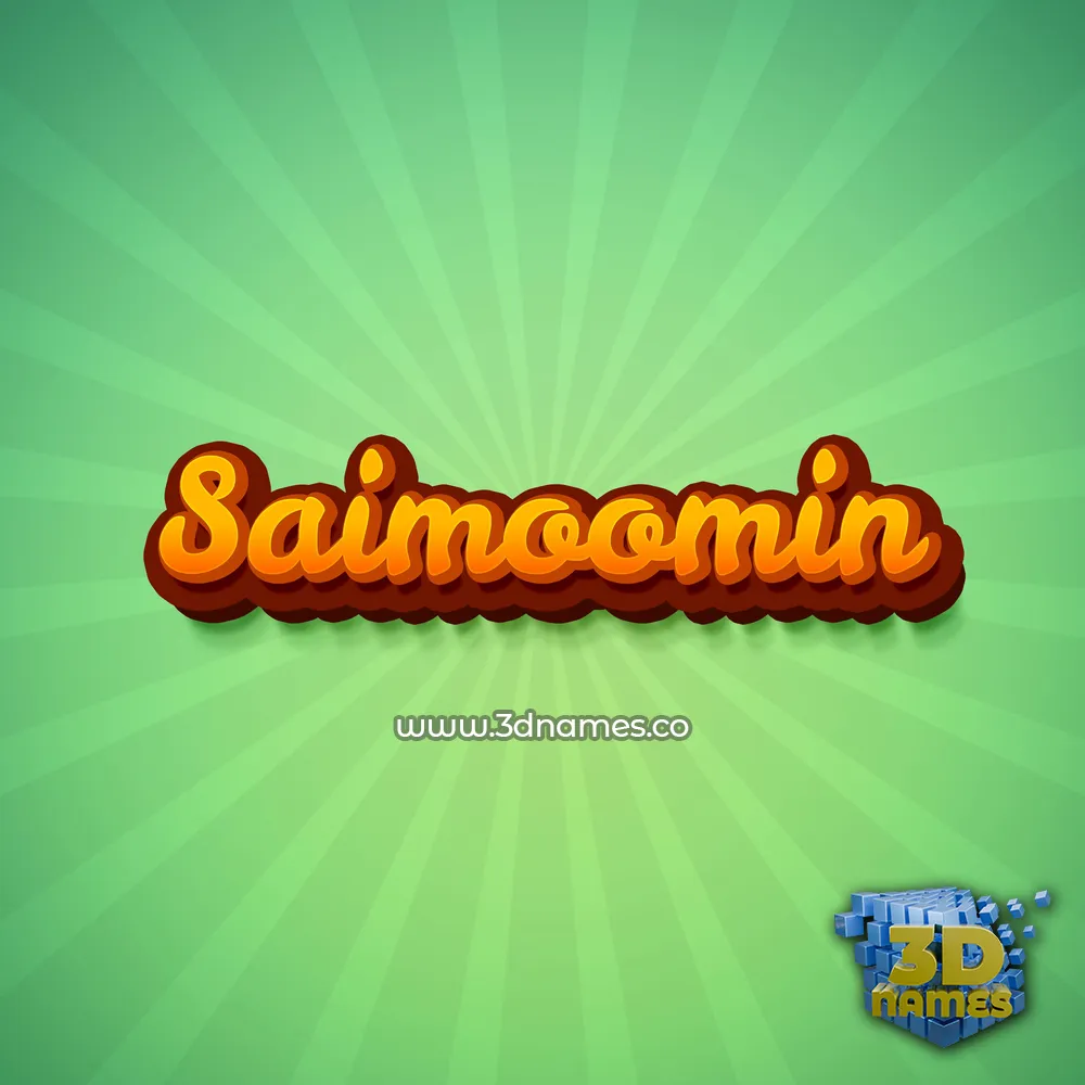 saimoomin in Green Rays style - 3D name wallpaper