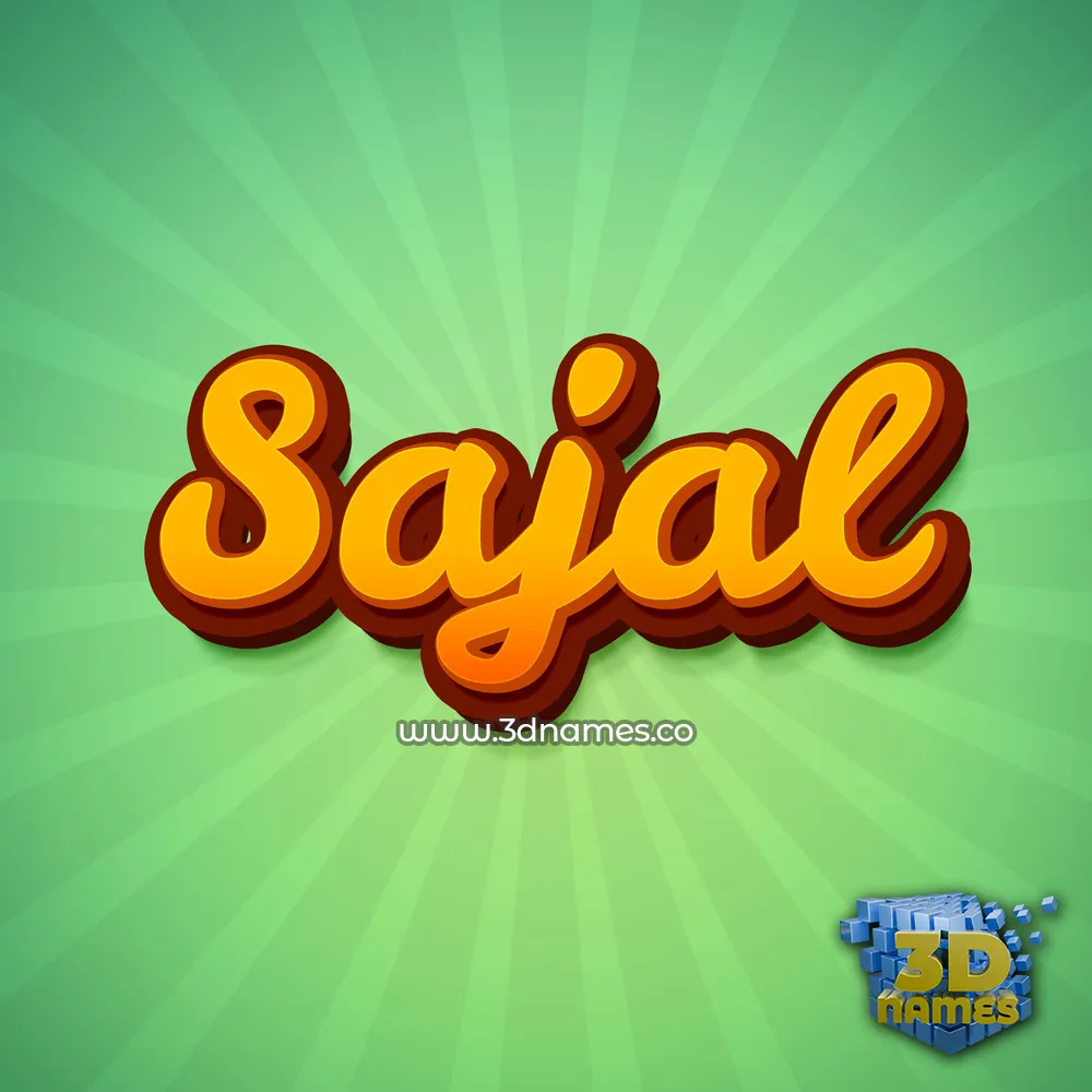 sajal in Green Rays style - 3D name wallpaper