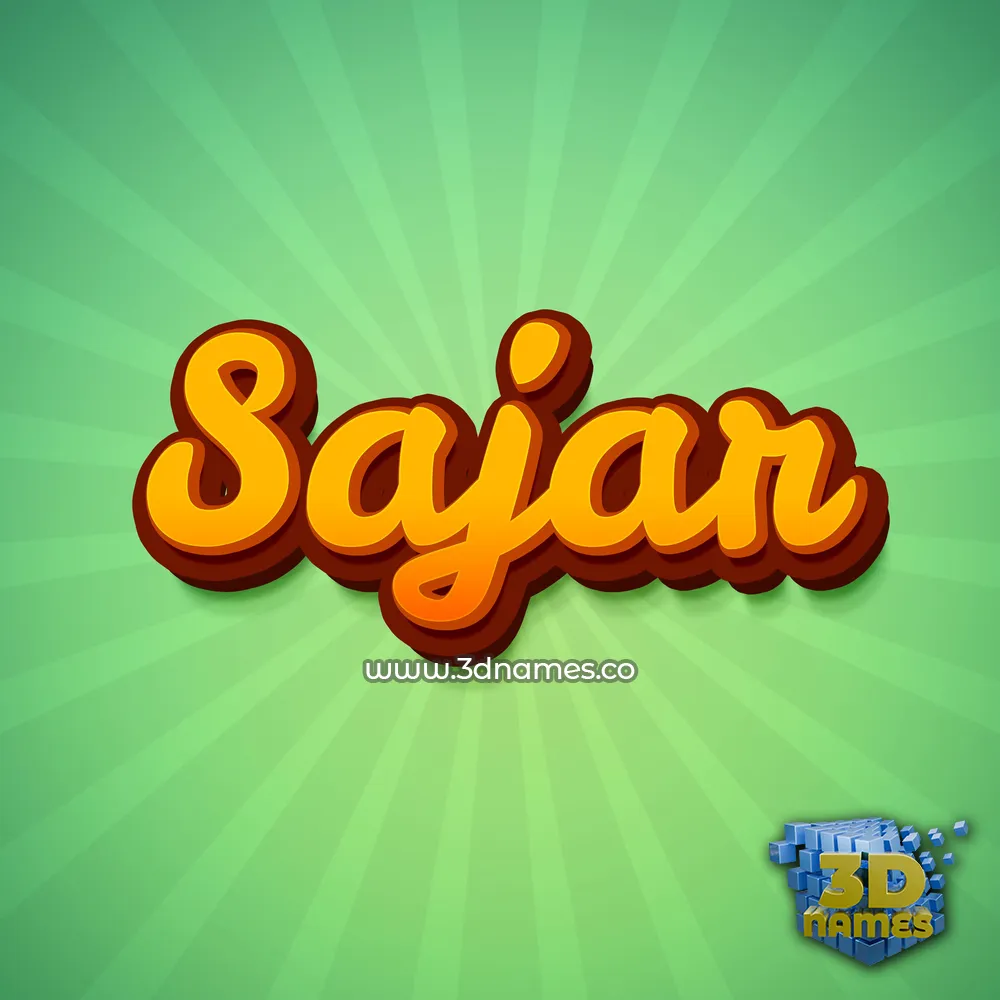 sajar in Green Rays style - 3D name wallpaper
