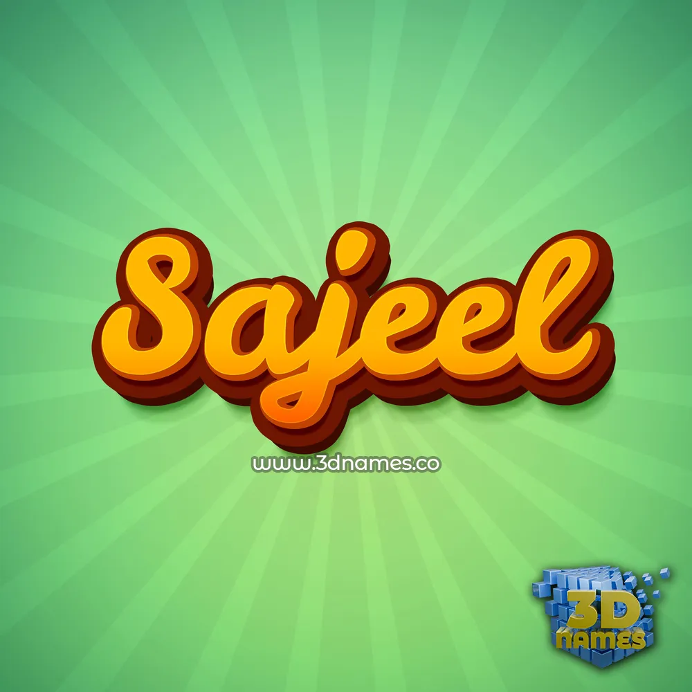 sajeel in Green Rays style - 3D name wallpaper