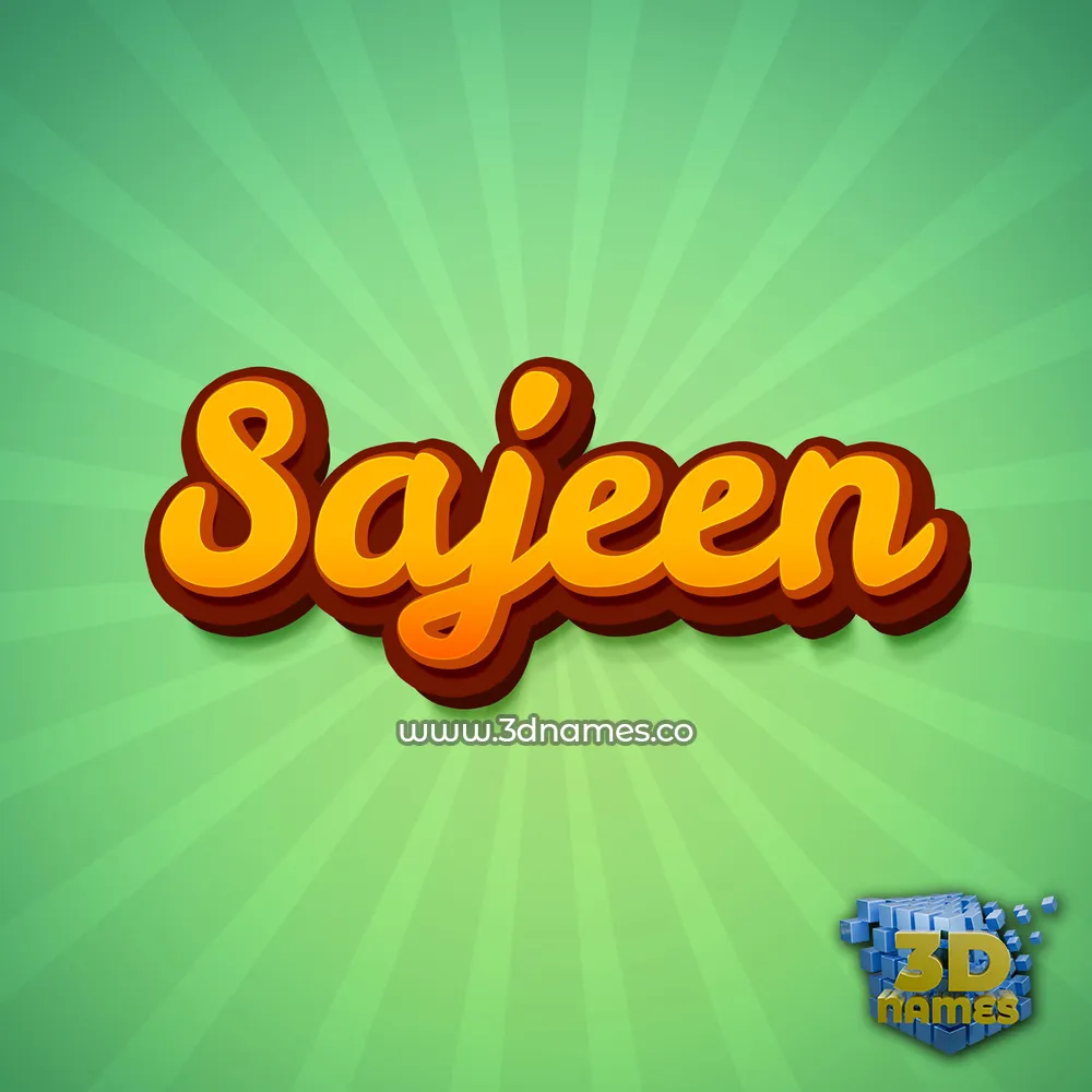 sajeen in Green Rays style - 3D name wallpaper