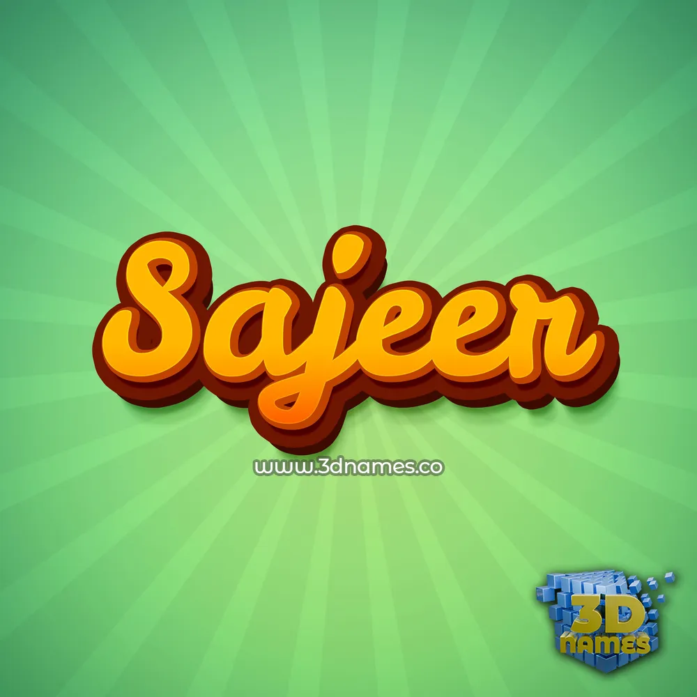 sajeer in Green Rays style - 3D name wallpaper