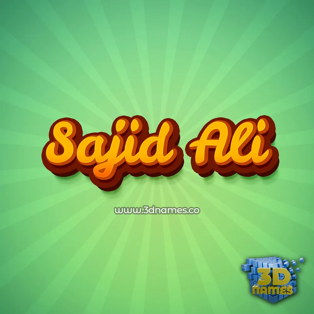 sajid ali in Green Rays style - 3D name wallpaper
