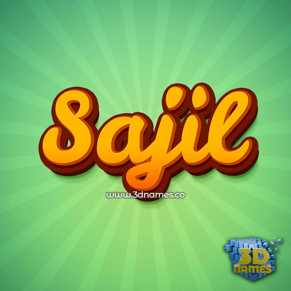 sajil in Green Rays style - 3D name wallpaper