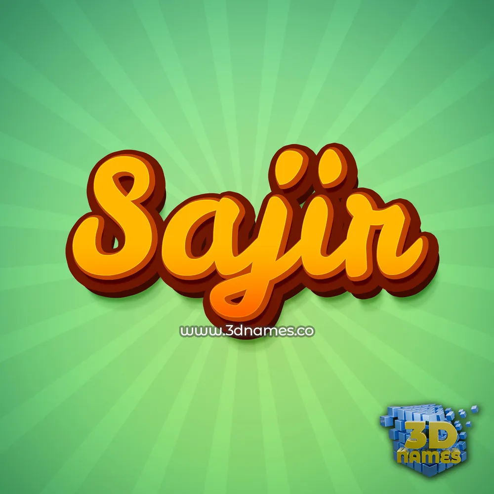 sajir in Green Rays style - 3D name wallpaper