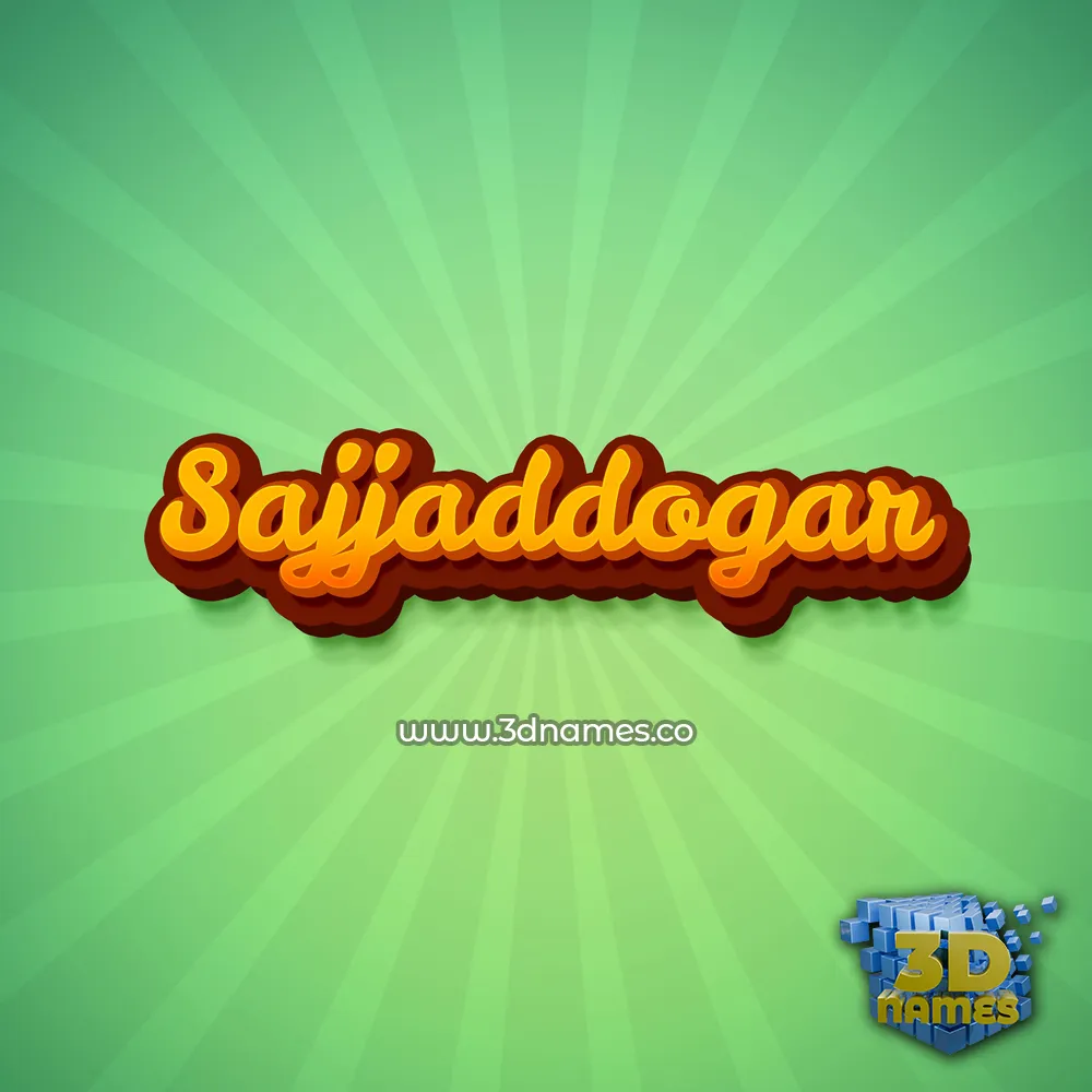 sajjaddogar in Green Rays style - 3D name wallpaper