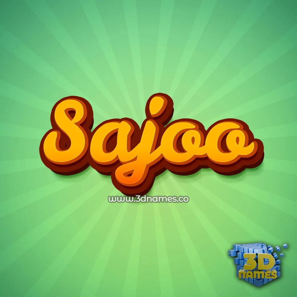 sajoo in Green Rays style - 3D name wallpaper