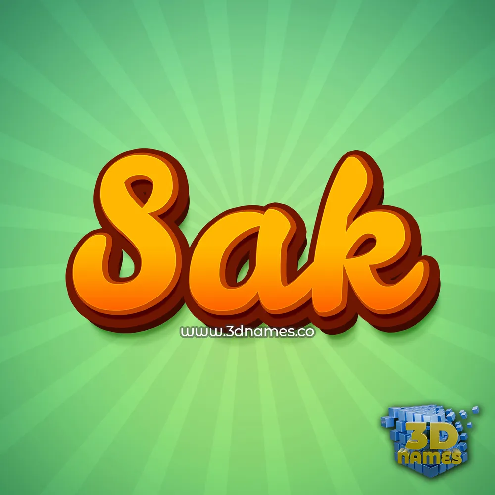 sak in Green Rays style - 3D name wallpaper