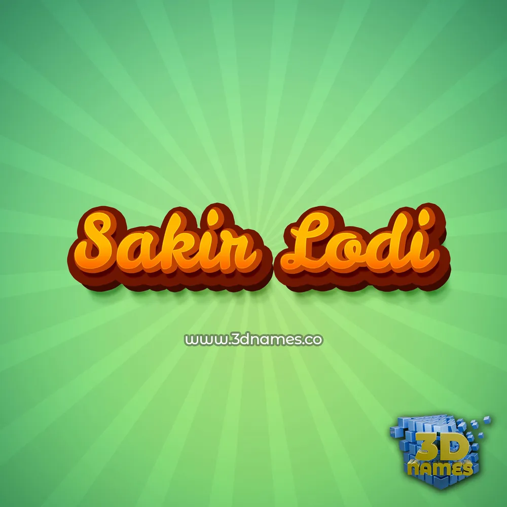 sakir lodi in Green Rays style - 3D name wallpaper